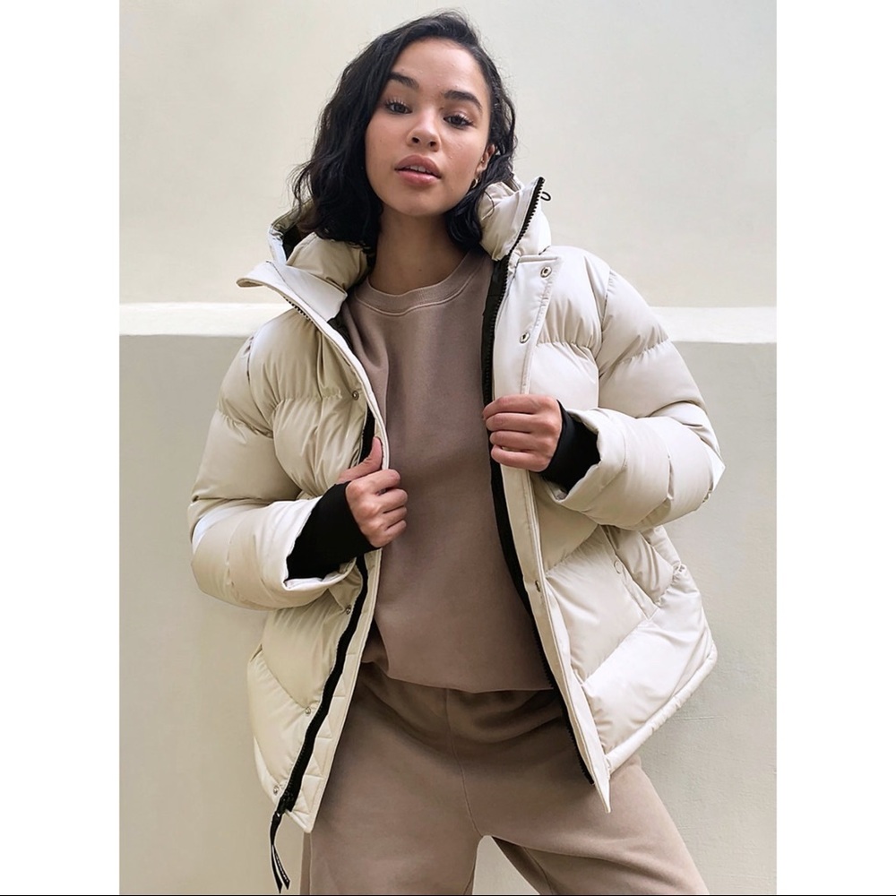 Aritzia TNA The Super Puff Liquid Shine Mat Pearl